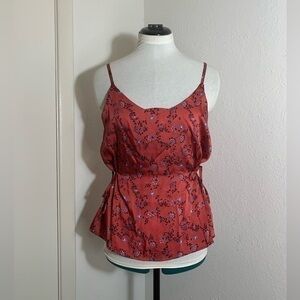 ABS Allen Schwartz NWT earth red floral print adjustable strap sinch waist S